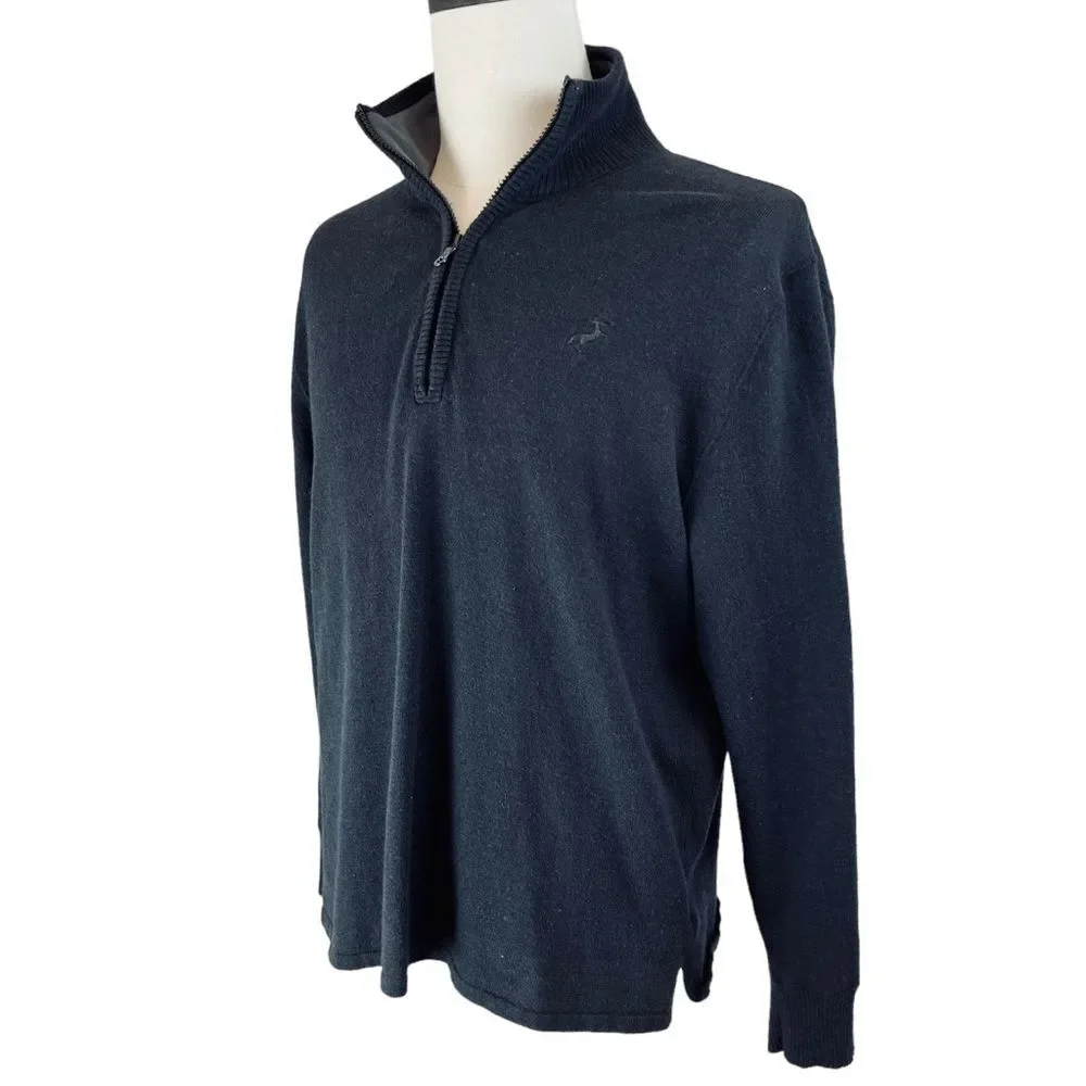 THE NORTH FACE Black Wool Blend‎ 1/4 Zip Sweater Sz Large Long Sleeve Pullover